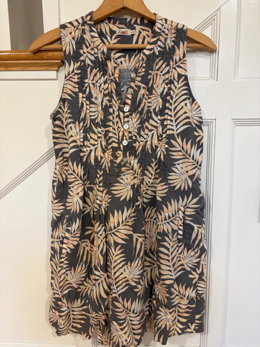Faherty Womens Isha Pintuck Dress Linen Tropical Palm X-Small